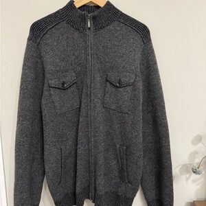 Pronto Oumo Men’s Sweater 100% Wool Size XL Black Gray